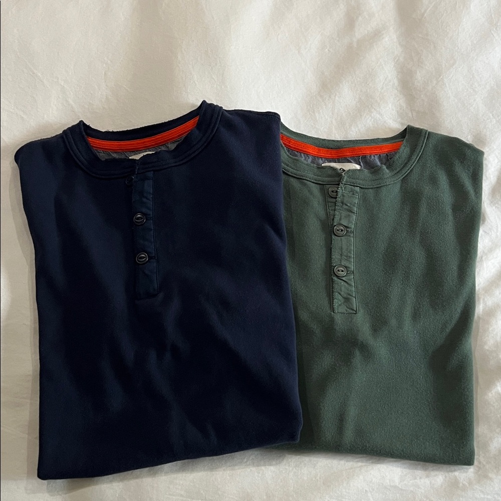 Navy and Green Sperry 3 button short sleeve Henley Shirts